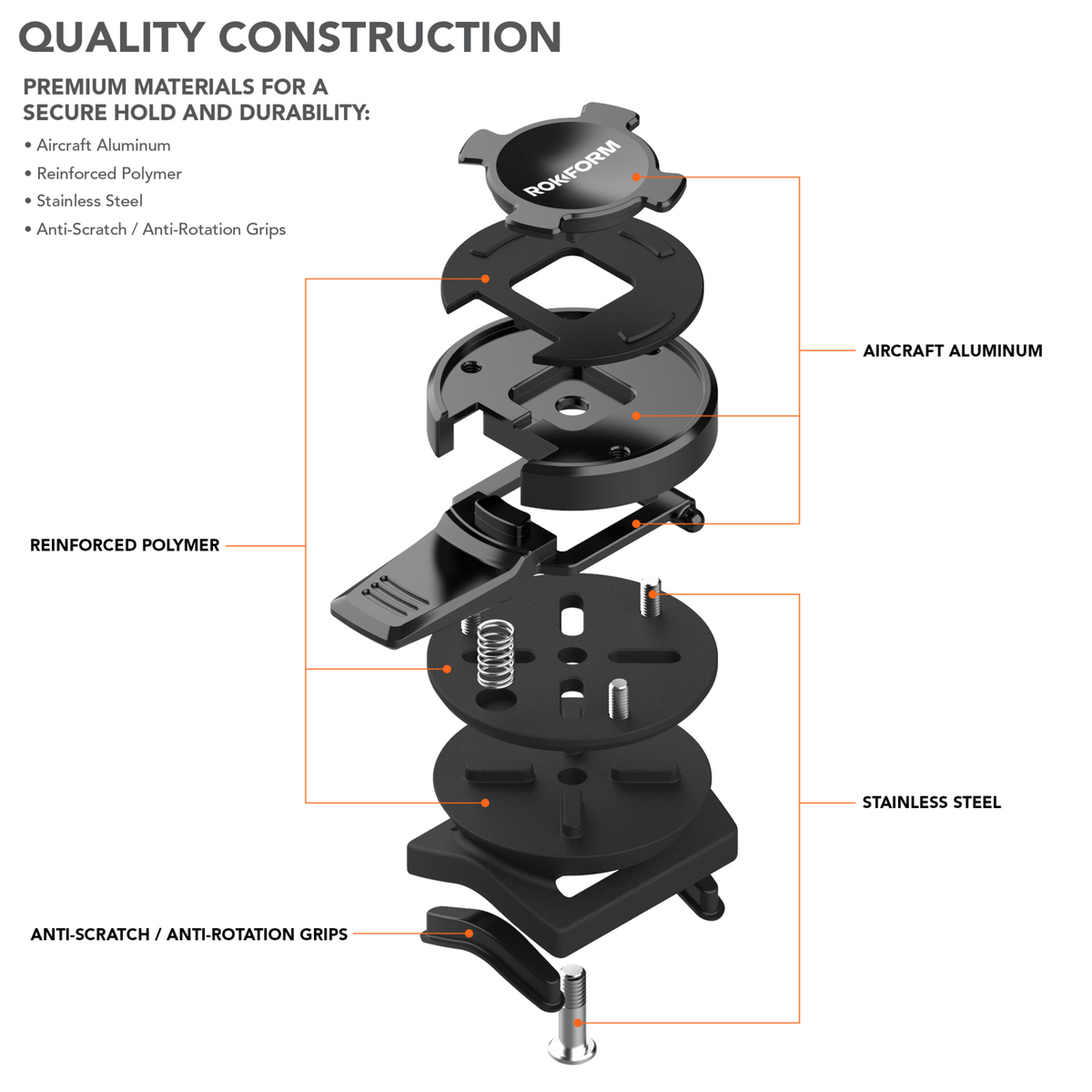 ROKFORM Aluminium Sport Series Velcro Bike Mount (337001) - Modest Mounts