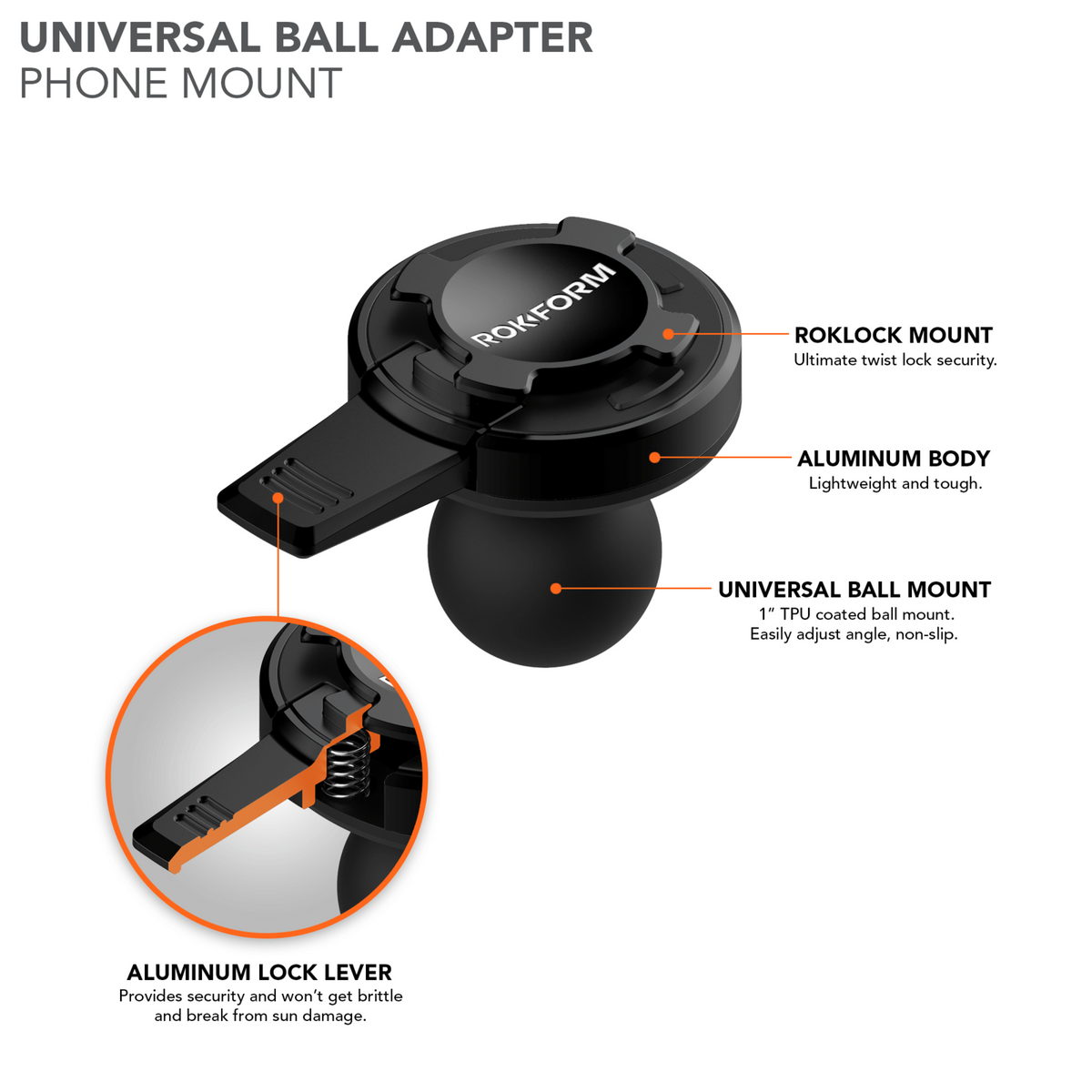 ROKFORM Universal 1" Ball Adapter Phone Mount (337101) - Modest Mounts