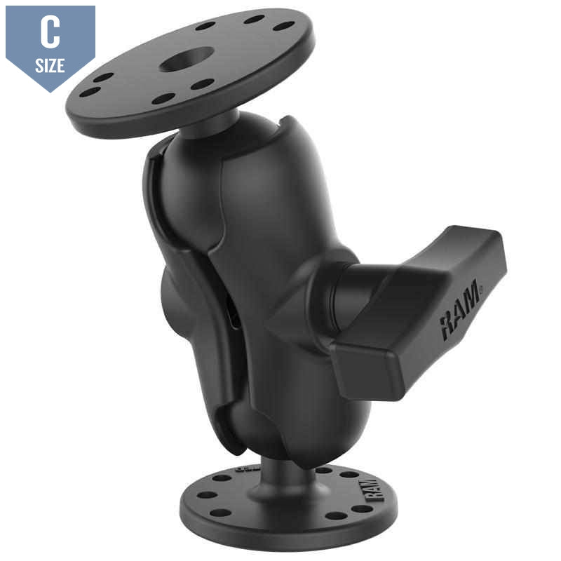 RAM Short Socket Arm Two Round Bases C (RAM-101U-B) - Modest Mounts