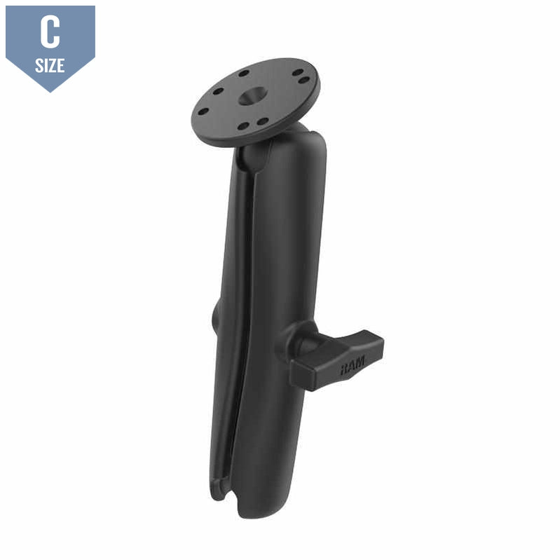RAM Double Socket Long Arm w Round Base - C Size (RAM-103U-D) - Modest Mounts