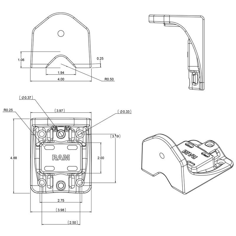 RAM Vertical 12" Swing Arm Mount w Swivel Socket (RAM-109VS-5NBU)
