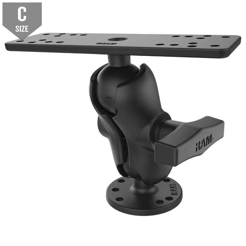 RAM 1.5" Marine Mount w 6.25" X 2" Base & Short Arm (RAM-111U-B) - Modest Mounts