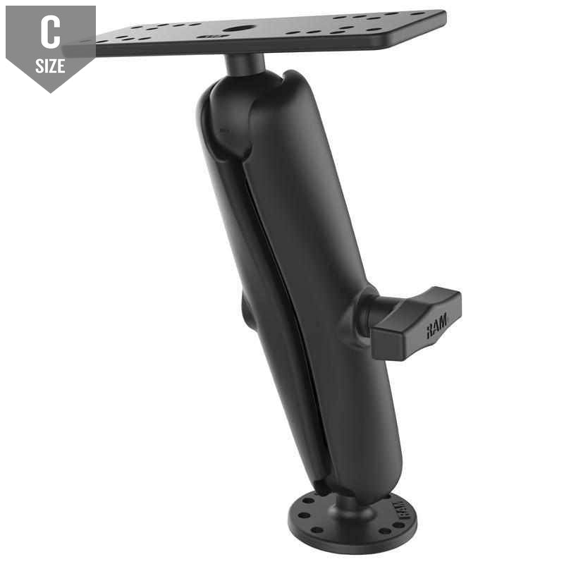 RAM 1.5" Marine Mount w 6.25" X 2" Base & Long Arm (RAM-111U-D) - Modest Mounts