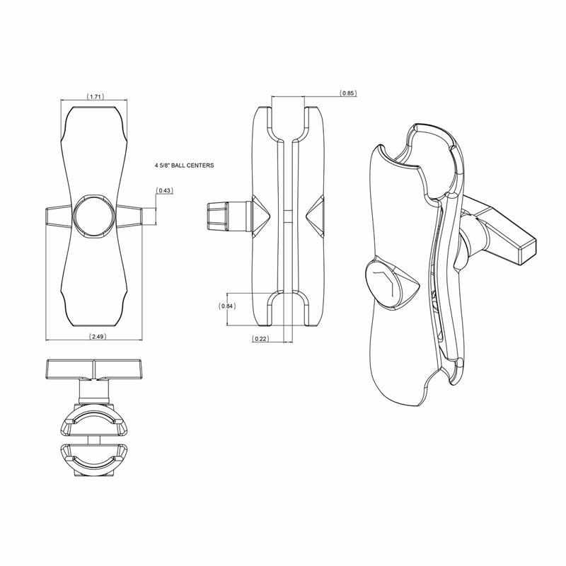 RAM Standard Clamp Arm C Size 1.5" (RAM-201U) - Modest Mounts