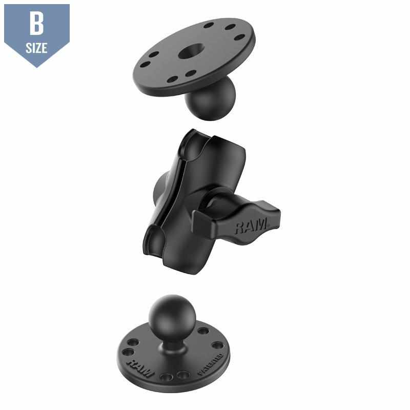 RAM Short Socket Arm Two Round Bases B (RAM-B-101U-A) - Modest Mounts