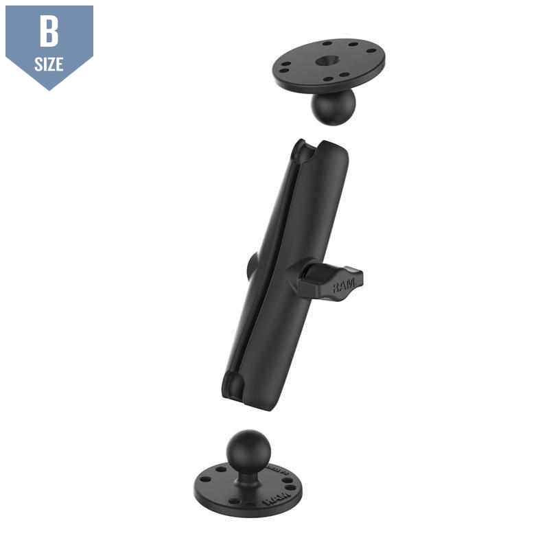 RAM Long Socket Arm Two Round Bases B (RAM-B-101U-C) - Modest Mounts