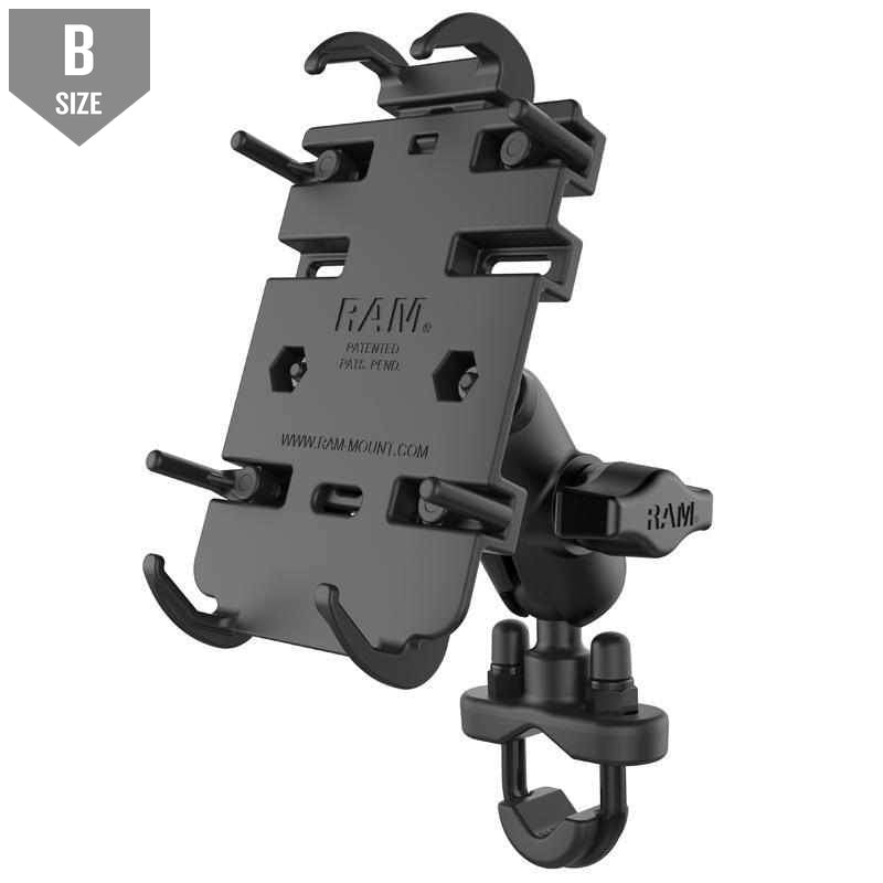 RAM Quick-Grip™ Phone Mount w Handlebar U-Bolt Base (RAM-B-149Z-A-PD3) - Modest Mounts