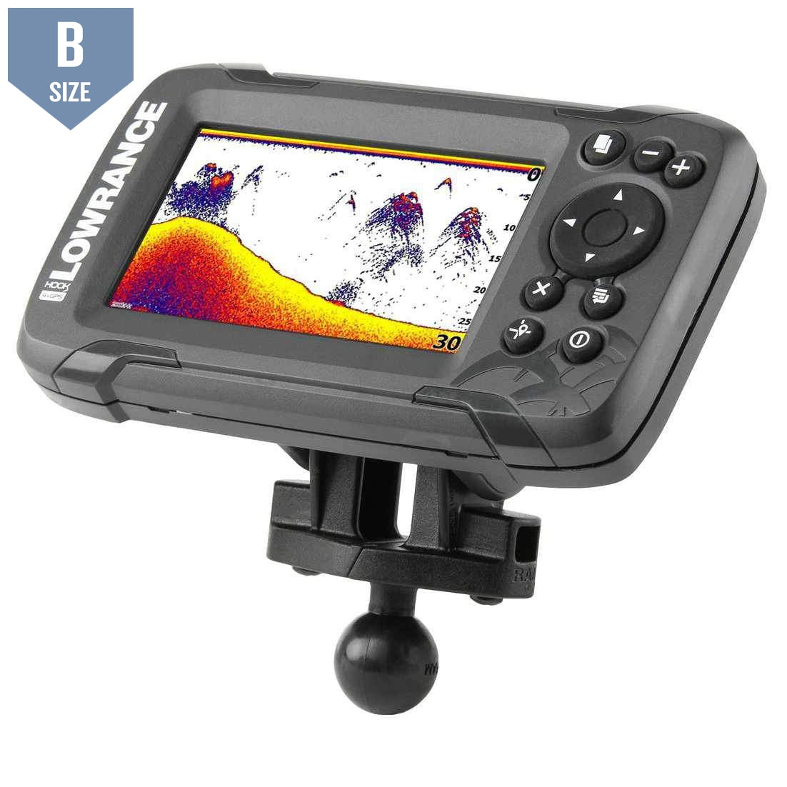 RAM 1" Ball Adapter Lowrance Hook2-4 &amp; 5 (RAM-B-202-LO12) - Modest Mounts