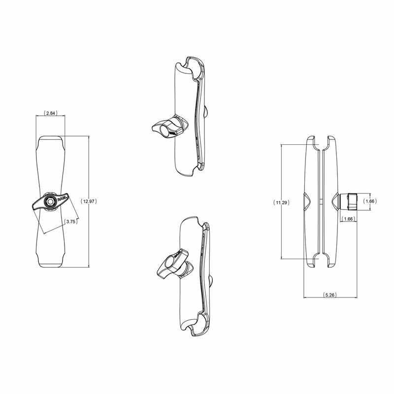RAM Long Clamp Arm D Size 2.25" (RAM-D-201U-E) - Modest Mounts