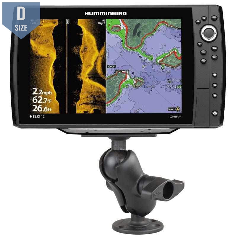RAM D Ball Mount Humminbird Helix 9, 10 &amp; 12 (RAM-D-202-25-C-202U) - Modest Mounts