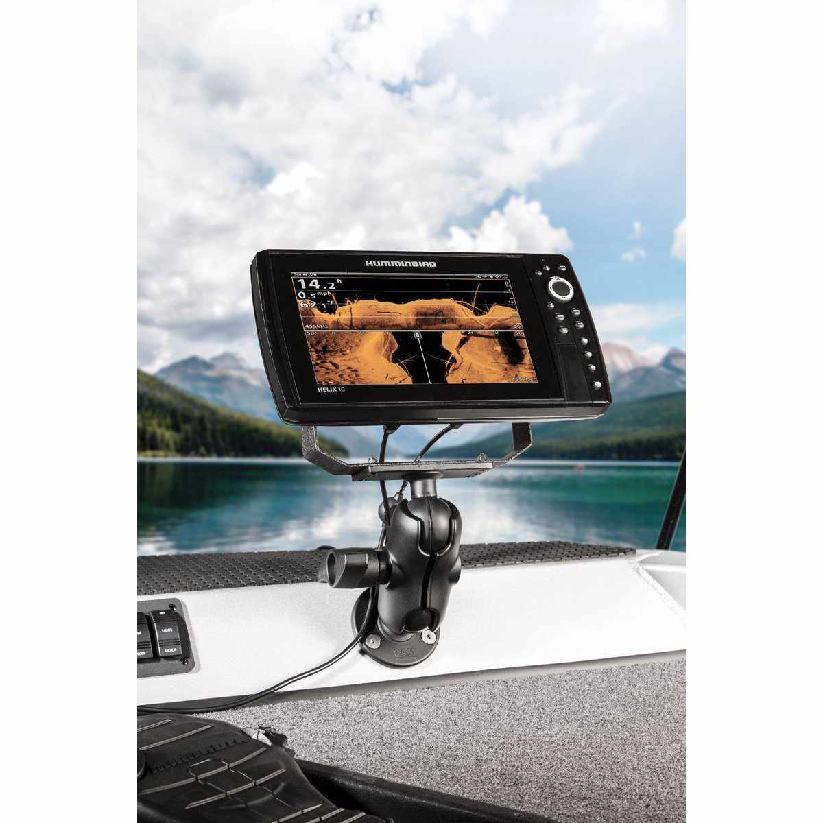 RAM D Ball Mount Humminbird Helix 9, 10 &amp; 12 (RAM-D-202-25-C-202U) - Modest Mounts