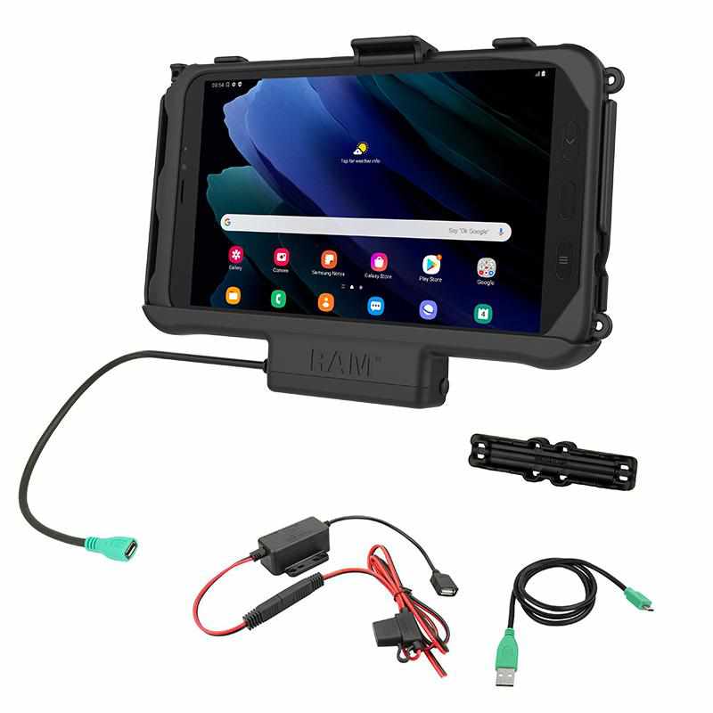 RAM Powered Cradle Tab Active3 w Hardwire Cables (RAM-HOL-SAM60P-HARU) - Modest Mounts