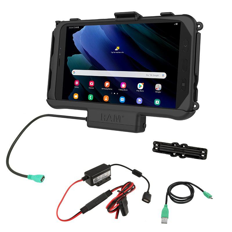 RAM® Powered Cradle for Tab Active3 &amp; Active2 with Hardwire Charger (RAM-HOL-SAM60P-V7B1U) - Modest Mounts
