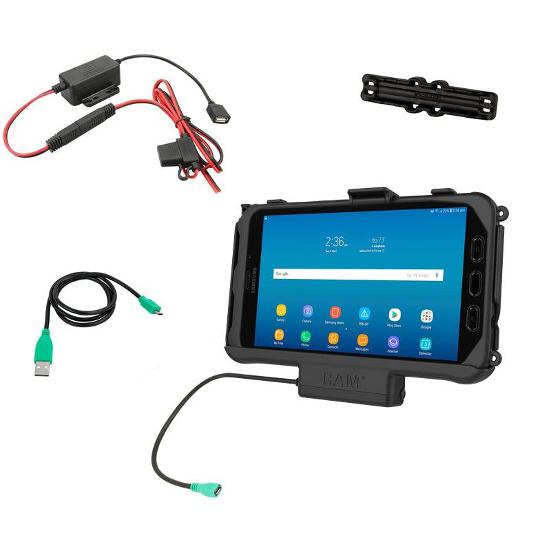 RAM® Powered Cradle for Tab Active3 &amp; Active2 with Hardwire Charger (RAM-HOL-SAM60P-V7B1U) - Modest Mounts