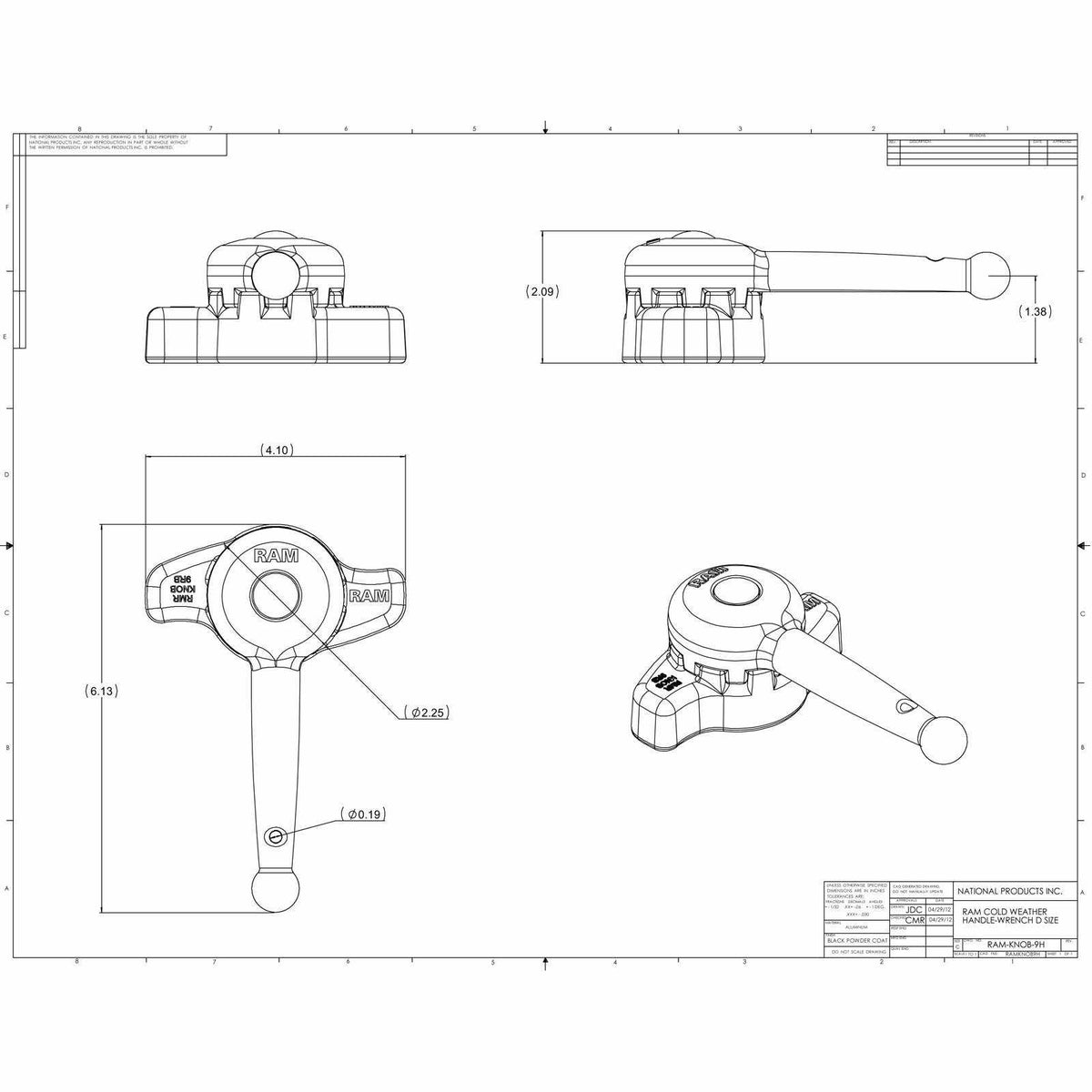 RAM Hi-Torq Wrench for D Size Sockets (RAM-KNOB9HU) - Modest Mounts