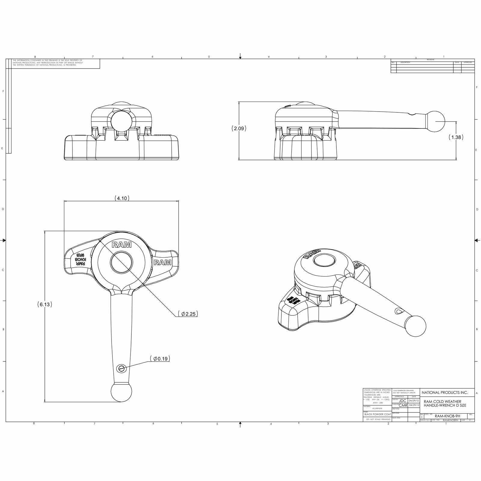 RAM Hi-Torq Wrench for D Size Sockets (RAM-KNOB9HU) - Modest Mounts