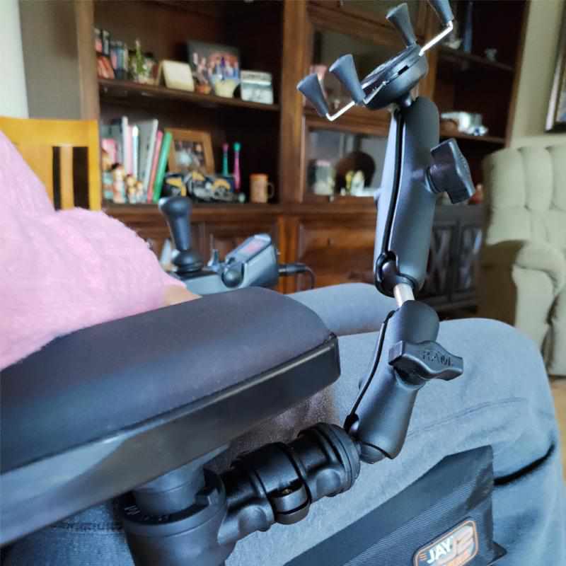 RAM UN7 Phone Mount for Wheelchair Armrests w Swivel (RAP-AAPR-WCT-419-UN7) - Modest Mounts