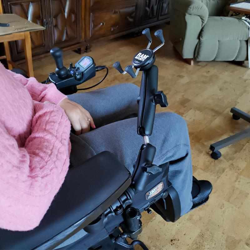 RAM UN7 Phone Mount for Wheelchair Armrests w Swivel (RAP-AAPR-WCT-419-UN7) - Modest Mounts