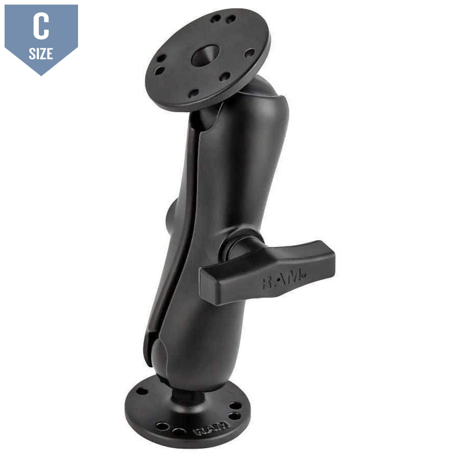 RAM Standard Socket Arm Two Round Bases C (RAM-101U) - Modest Mounts