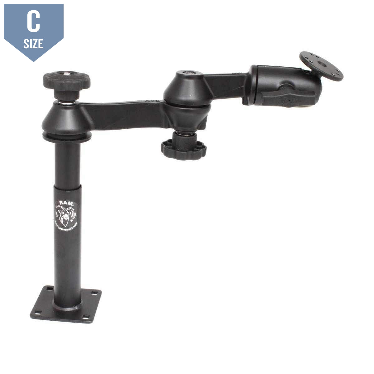 RAM Double Swing Arm w 4" Male & 7" Female Tele-Pole (RAM-VP-SW1-47) - Modest Mounts