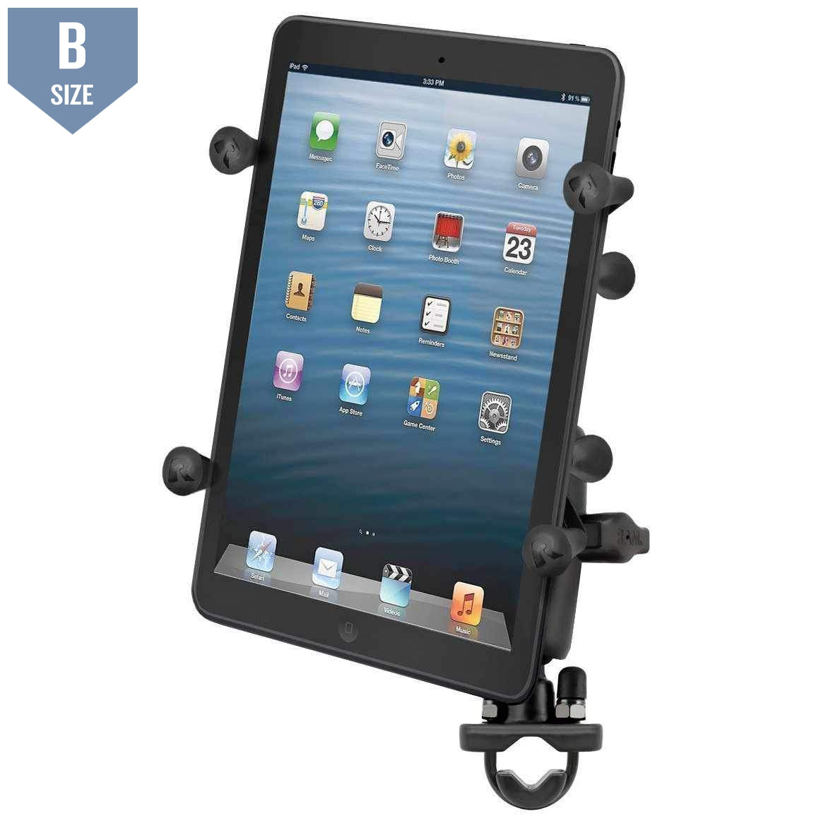 RAM Handlebar Mount w U-Bolt & X-Grip for 7" Tablets (RAM-B-149Z-UN8U) - Modest Mounts