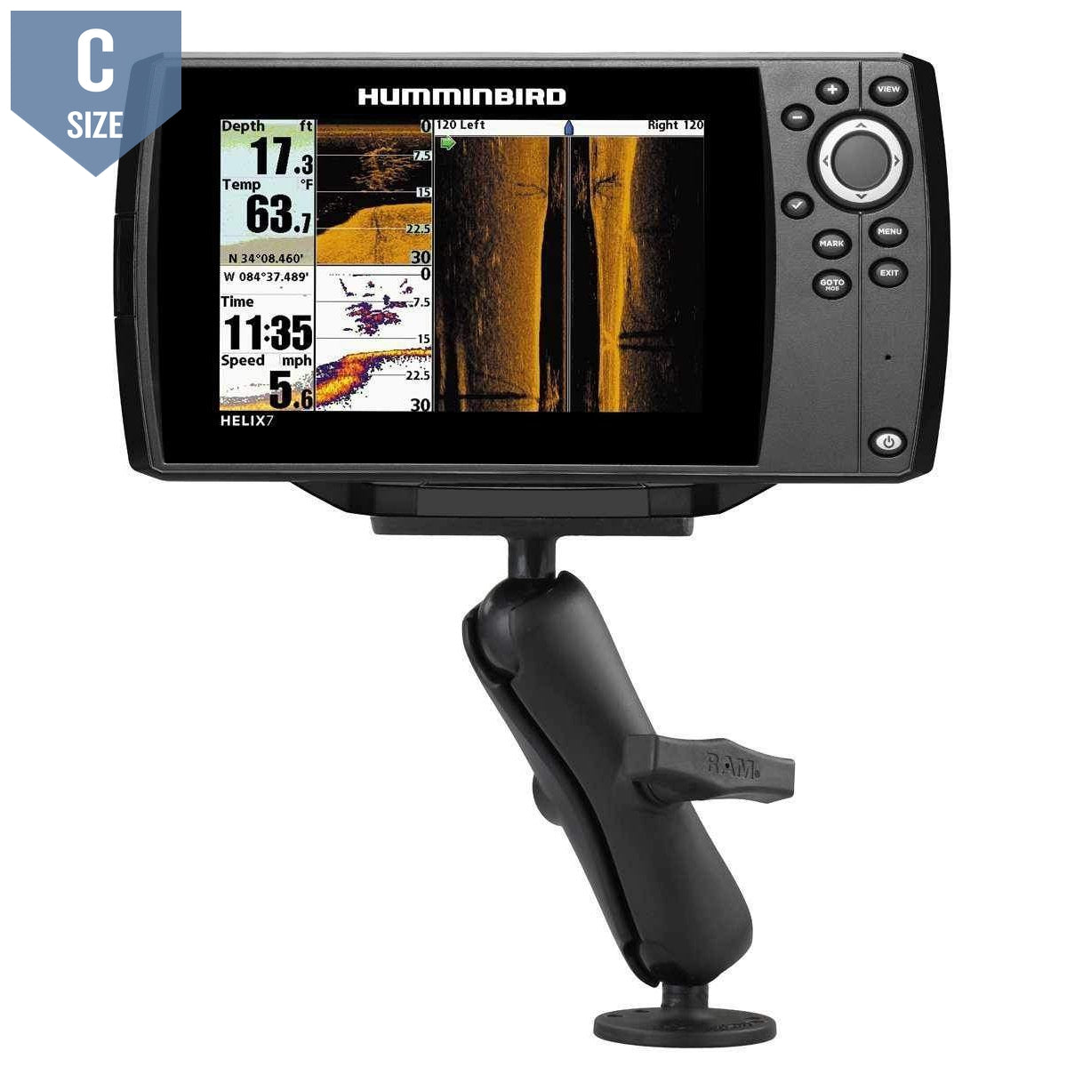 RAM Humminbird Helix 7 Mount 1.5" (RAM-202-24-202U) - Modest Mounts