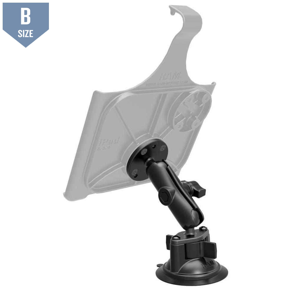 RAM Suction Cup Mount w Arm & Round Adapter (RAM-B-166-202U) - Modest Mounts
