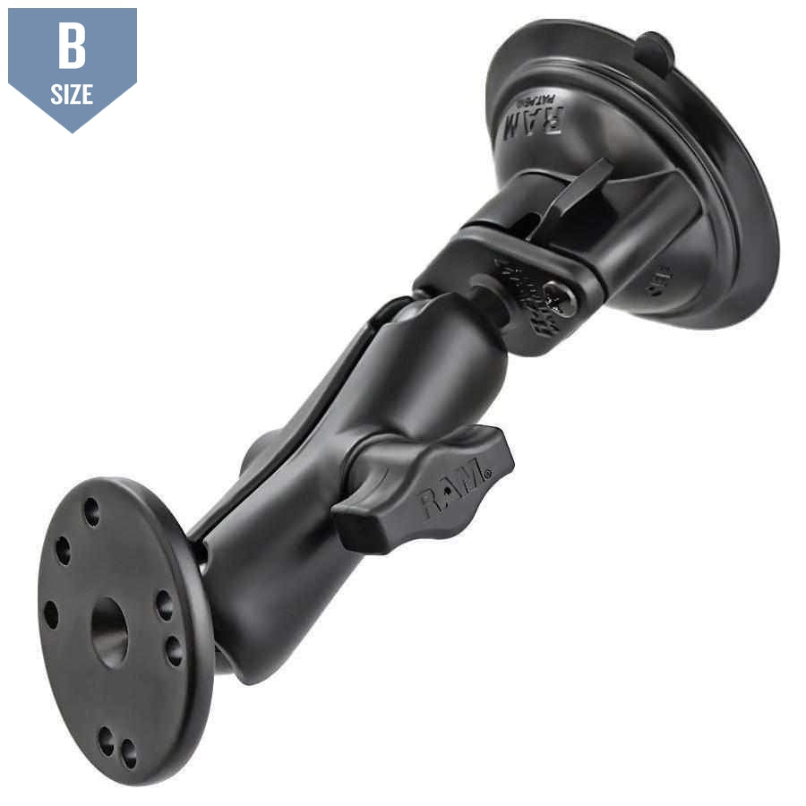 RAM Suction Cup Mount w Arm & Round Adapter (RAM-B-166-202U) - Modest Mounts
