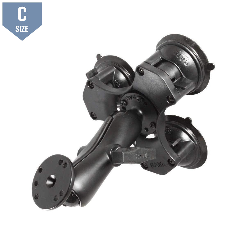 RAM Triple Suction Cup Base With AMPS (RAP-365-101U) - Modest Mounts