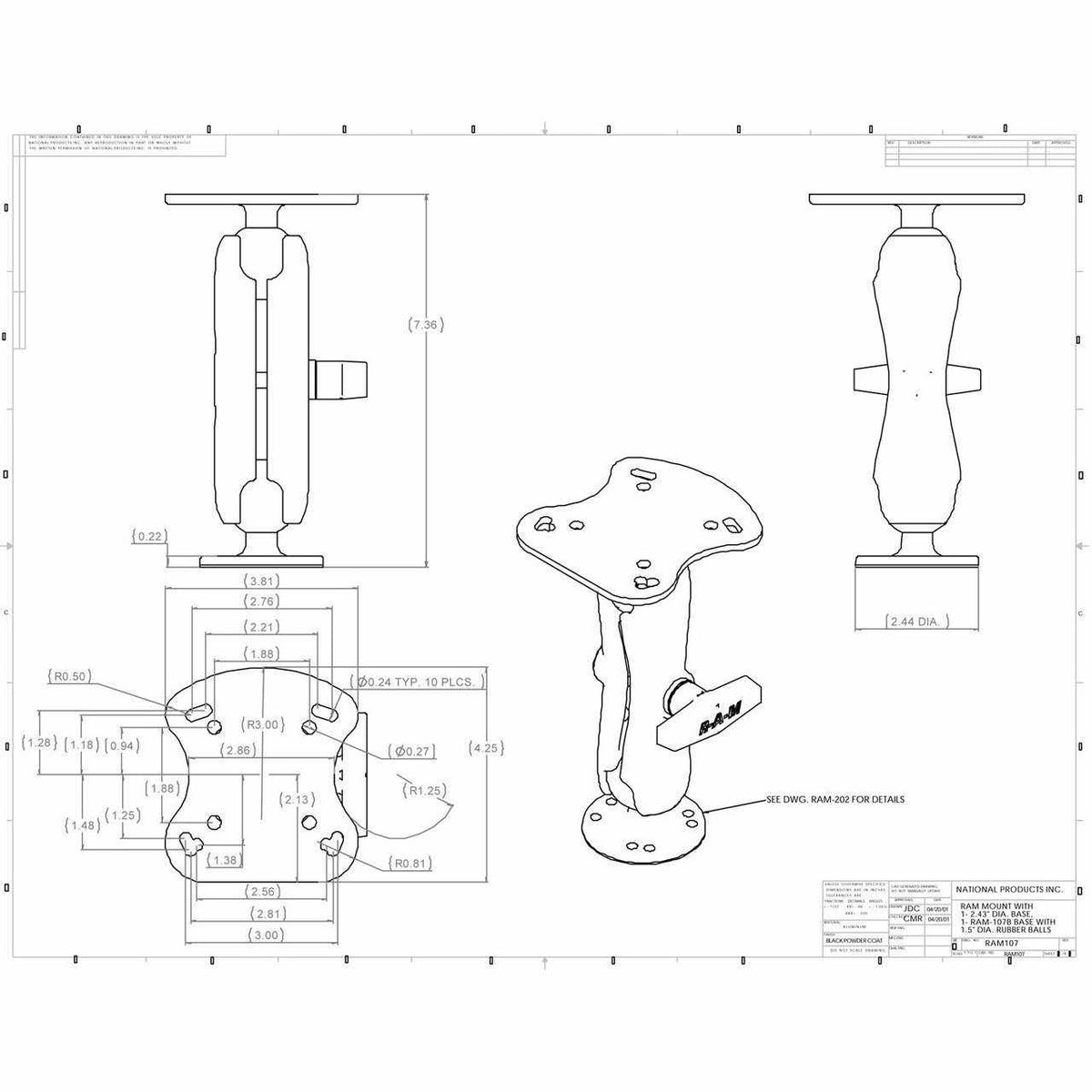 RAM 1.5" Mount for Humminbird, Matrix &amp; Lowrance Series (RAM-107U) - Modest Mounts